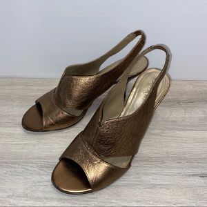 Elie Tahari Relish metallic Gold leather Slingback